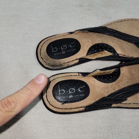 BOC Born Concept Shoes Womens 7M Black Thong Sandals Slip On Casual Comfort - Picture 4 of 11
